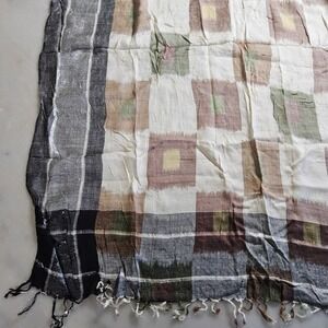 Womens Plaid Scarf with Fringe Lightweight Fashion‎ Shawl Wrap